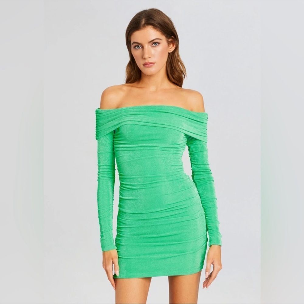 NWT SER.O.Ya Women's Windsor Mini Off The Shoulder Dress in Pistachio Size XS - Picture 5 of 7